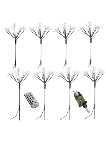 MARELIDA 8x LED Gartenstecker Feuerwerk mit Fernb Leuchtstäbe H: 80cm in schwarz