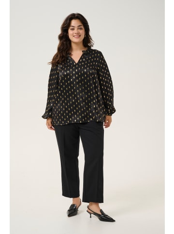 KAFFE curve Langarm-Bluse KCsofia in Black With Foil Print