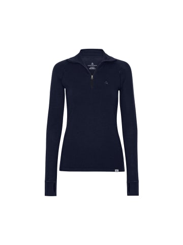 DANISH ENDURANCE Langarmshirt Merino Halfzip in dark navy