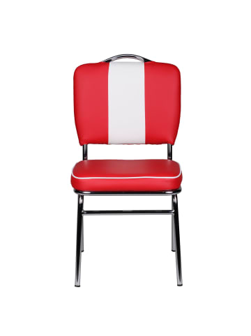 KADIMA DESIGN Retro Esszimmerstuhl, 50er-Jahre Diner Style, bequeme Polsterung in Rot