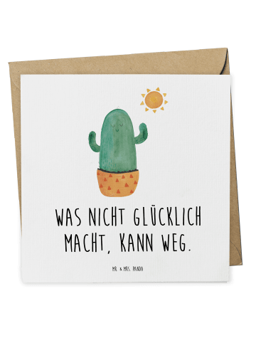Mr. & Mrs. Panda Grußkarte Kaktus Sonne mit Spruch in Weiß