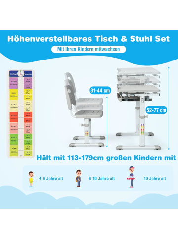 COSTWAY Schreibtisch mit Stuhl in Grau