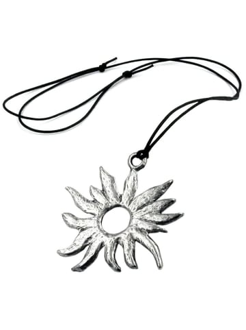 Gallay Kette 68mm Zinn-Anhänger Sonne 110cm in silbrig