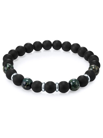 True Rebels Armband Edelstahl Achat in schwarz