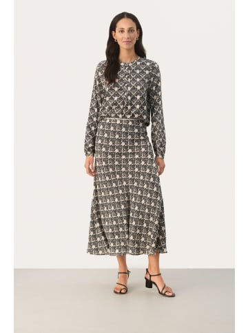 PART TWO Kurzarm-Bluse AnviPW Gerade Passform in Black Graphic Print