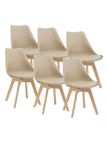 en.casa 6er-Set Esszimmerstuhl Fläten in Beige (H)81cm (B)49cm (T)57cm