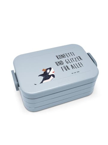 Mr. & Mrs. Panda Snackbox Orca Zylinder Motiv mit Spruch in Blau Pastell
