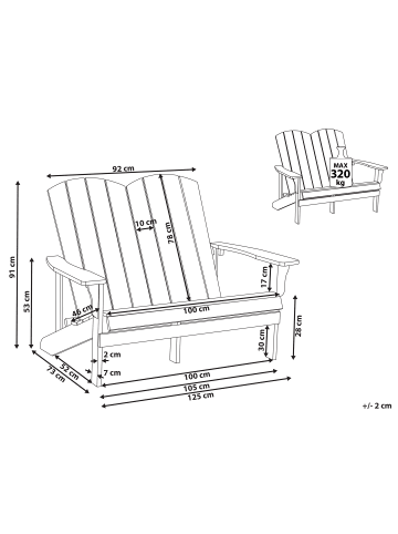 Beliani Gartenbank ADIRONDACK in Blau - (W) 125 x (H) 91 x (L) 73 cm