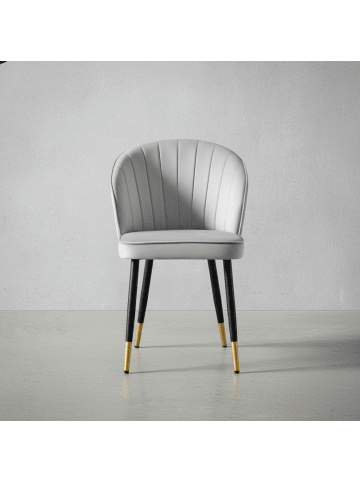 KADIMA DESIGN Esszimmerstuhl 2er Set Samt Küchenstuhl mit Metallbeinen, in Grau