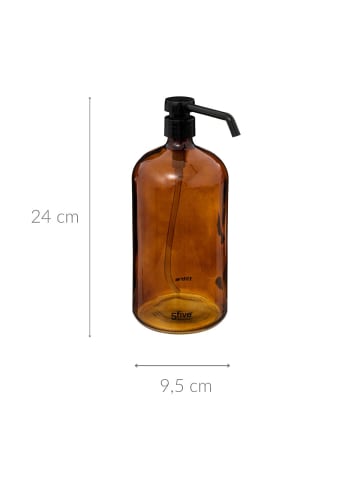 5five Simply Smart Spender, für Flüssigseife, Duschgel, Glas, 1 L in Braun, (H) 24 x (L) 9,5 cm