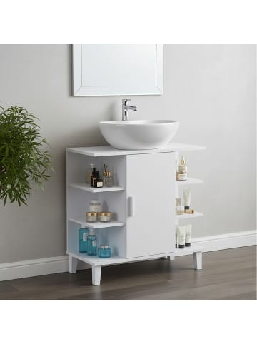 relaxdays Waschbeckenunterschrank in Weiß - (B)64 x (H)65 x (T)31 cm