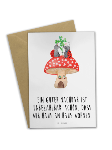 Mr. & Mrs. Panda Glückwunschkarte Guter Nachbar mit Spruch in Weiß