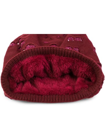 styleBREAKER Feinstrick Beanie Mütze in Bordeaux-Rot