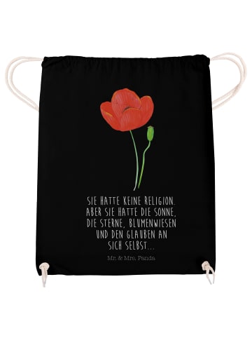 Mr. & Mrs. Panda Beutel Blume Mohnblume mit Spruch in Schwarz