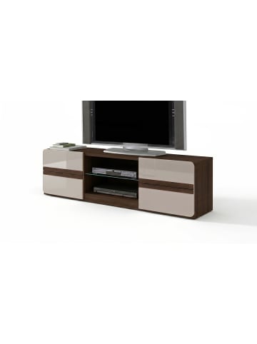 Helvetia Lowboard Selene Eiche Sonoma dunkel / sandgrau Hochglanz 145 / 41 / 43cm