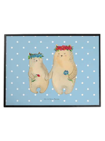 Mr. & Mrs. Panda tischpad Bären mit Blumenkranz ohne Spruch in Blau Pastell