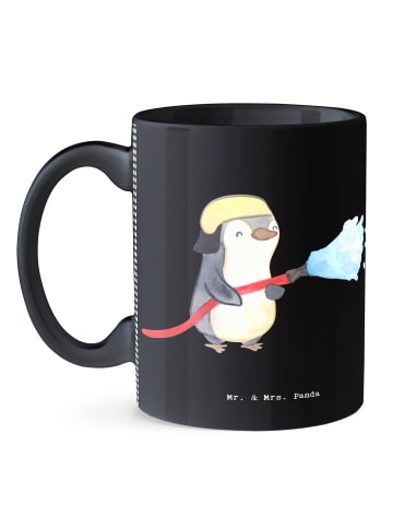 Mr. & Mrs. Panda Kaffeetasse Feuerwehrmann Herz ohne Spruch in Schwarz