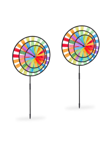 2 x Windrad "Regenbogen" in Bunt - (B)35 x (H)72 x (T)15 cm