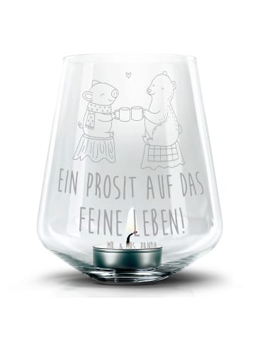 Mr. & Mrs. Panda Windlicht Glas Glühschwein Sause mit Spruch in Transparent
