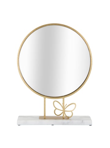 Mauro Ferretti Freistehender Spiegel aus vergoldetem Metall und weißem Marmor, 30 x 9 x 39,5 cm