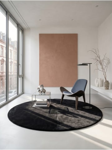 KADIMA DESIGN Teppich Kurzflor Waschbar Einfarbig NECKAR Strapazierfähig OEKO-TEX in Schwarz