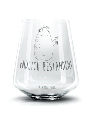 Mr. & Mrs. Panda Blümchentail Glas Bär Prüfung mit Spruch in Transparent