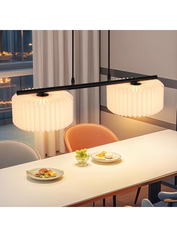 ZMH Pendelleuchte 2-flammige G9 in Weiß Vintage Papier Lampenschirm H 120cm