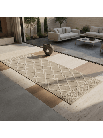 KADIMA DESIGN Teppich Outdoor Waschbar Berber IMST Strapazierfähig OEKO-TEX in Beige