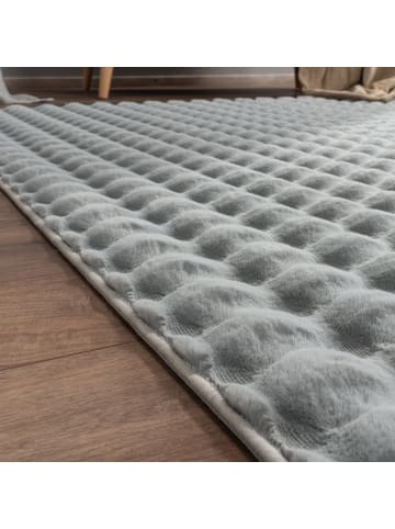 KADIMA DESIGN Hochflor Teppich Shaggy waschbar Unifarben Struktur Schlafzimmer in Grau