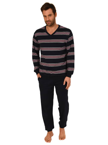 NORMANN langarm Schlafanzug Bündchen Kuschel interlock - 81535 in marine