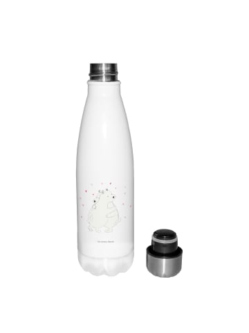Mr. & Mrs. Panda Getränkeflasche Eisbär Umarmen ohne Spruch in Weiß