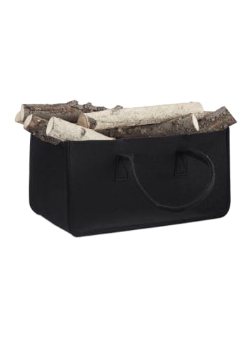 relaxdays 3x Filzkörbe in Schwarz/ Grau/ Anthrazit - (B)25 x (H)25 x (T)50 cm