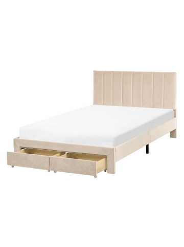 Beliani Doppelbett LONZAC in Beige - (W) 125 x (H) 90 x (L) 208 cm