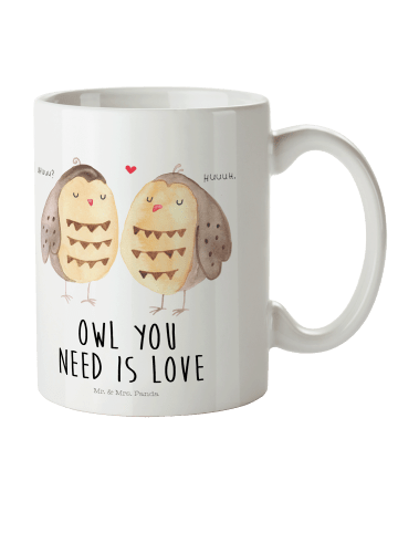 Mr. & Mrs. Panda Kinderbecher Eulen Liebe mit Spruch in Weiß