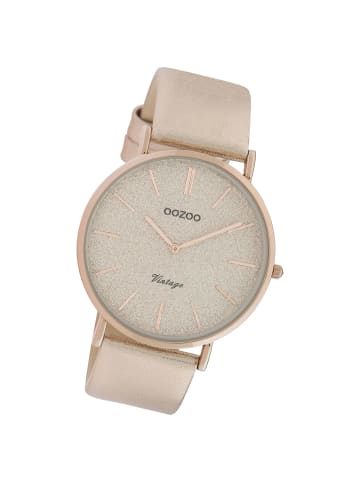 Oozoo Analog-Armbanduhr Oozoo Vintage Series beige, rosa groß (ca. 40mm)