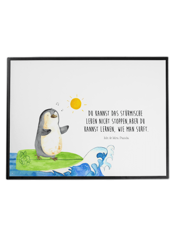 Mr. & Mrs. Panda Schreibunterlage Pinguin Surfer mit Spruch in Weiß