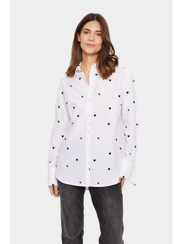 SAINT TROPEZ Langarm - Hemd DianneSZ Oversize fit in Ice Black Hearts