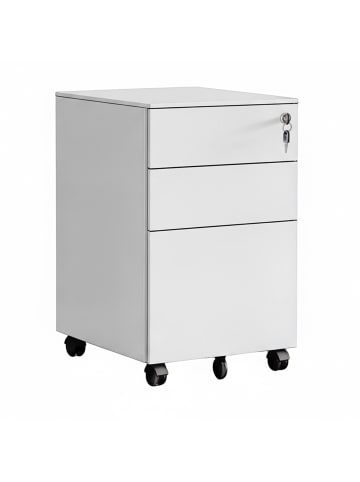 relaxdays Rollcontainer in Weiß - (B)39 x (H)60 x (T)52 cm