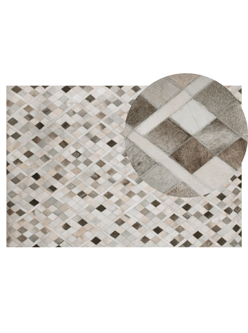 Beliani Kurzflor HIRKA in Grau/Schwarz/Beige - (W) 140 x (H) 1.2 x (L) 200 cm