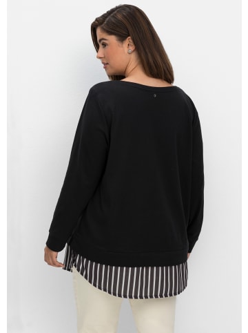 sheego 2-in-1-Langarmshirt in schwarz