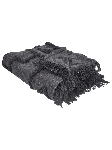 Beliani Kuscheldecke CHACK in Grau/Schwarz - (W) 200 x (H) 1 x (L) 220 cm