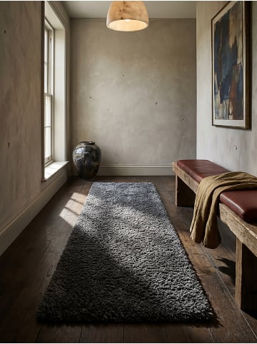 KADIMA DESIGN Hochflor-Teppich Flauschig DIADEM Wohnzimmer Modern Wohnlich in Dunkelgrau