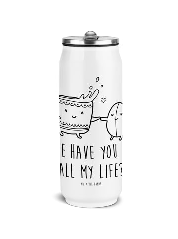 Mr. & Mrs. Panda Trinkflasche Kaffee Bohne mit Spruch in Weiß