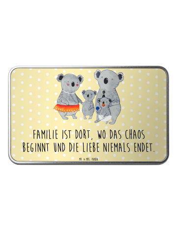 Mr. & Mrs. Panda Metalldose Koala Familie mit Spruch in Gelb Pastell