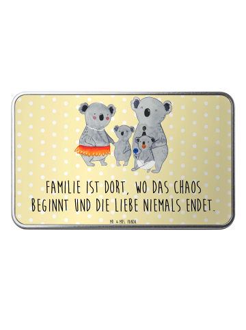 Mr. & Mrs. Panda Metalldose rechteckig Koala Familie mit Spruch in Gelb Pastell