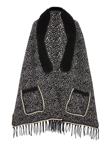 CHANI Damen Poncho in Schwarz Wollweiss