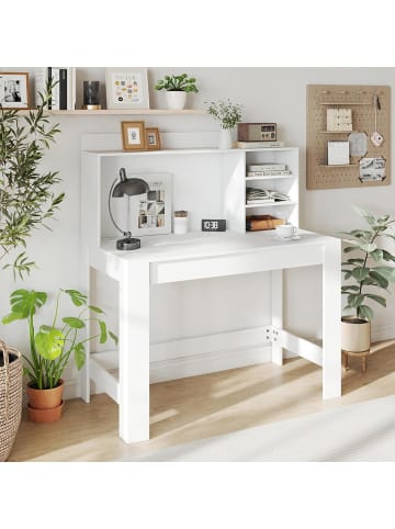 COSTWAY Schreibtisch mit Ladestation 108 x 60 x 125 cm in Weiß