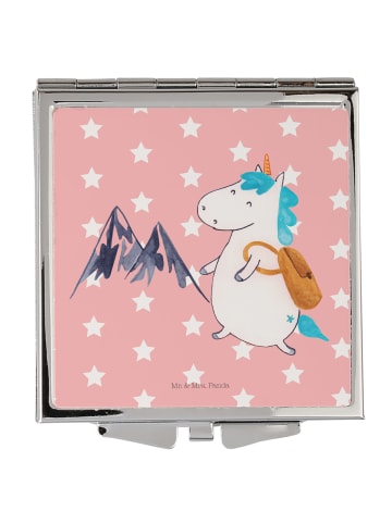 Mr. & Mrs. Panda Schminkspiegel Einhorn Bergsteiger ohne Spruch in Rot Pastell