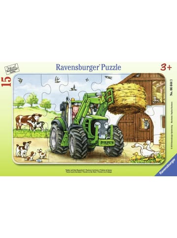 Ravensburger Traktor auf dem Bauernhof. Rahmenpuzzle 15 Teile