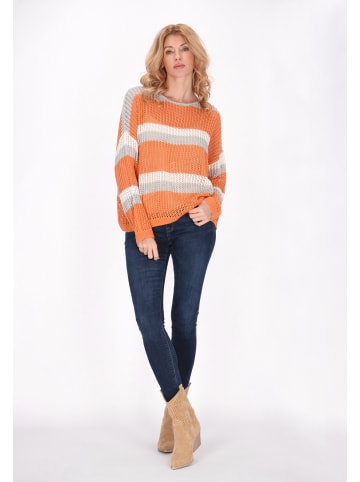 VIRITA Women Sweater in Offwhite Grey Orange
